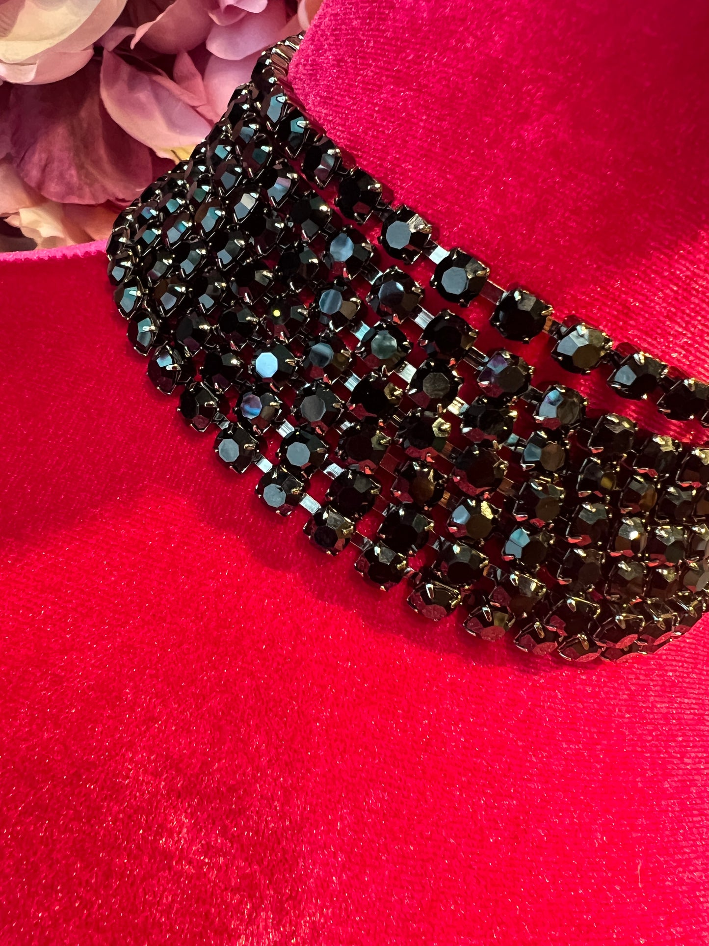 Choker cristalli 7 fili neri
