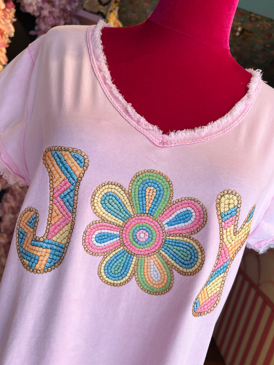 Mon amour Paris -20% di sconto t shirt rosa con scritta Joy multicolor