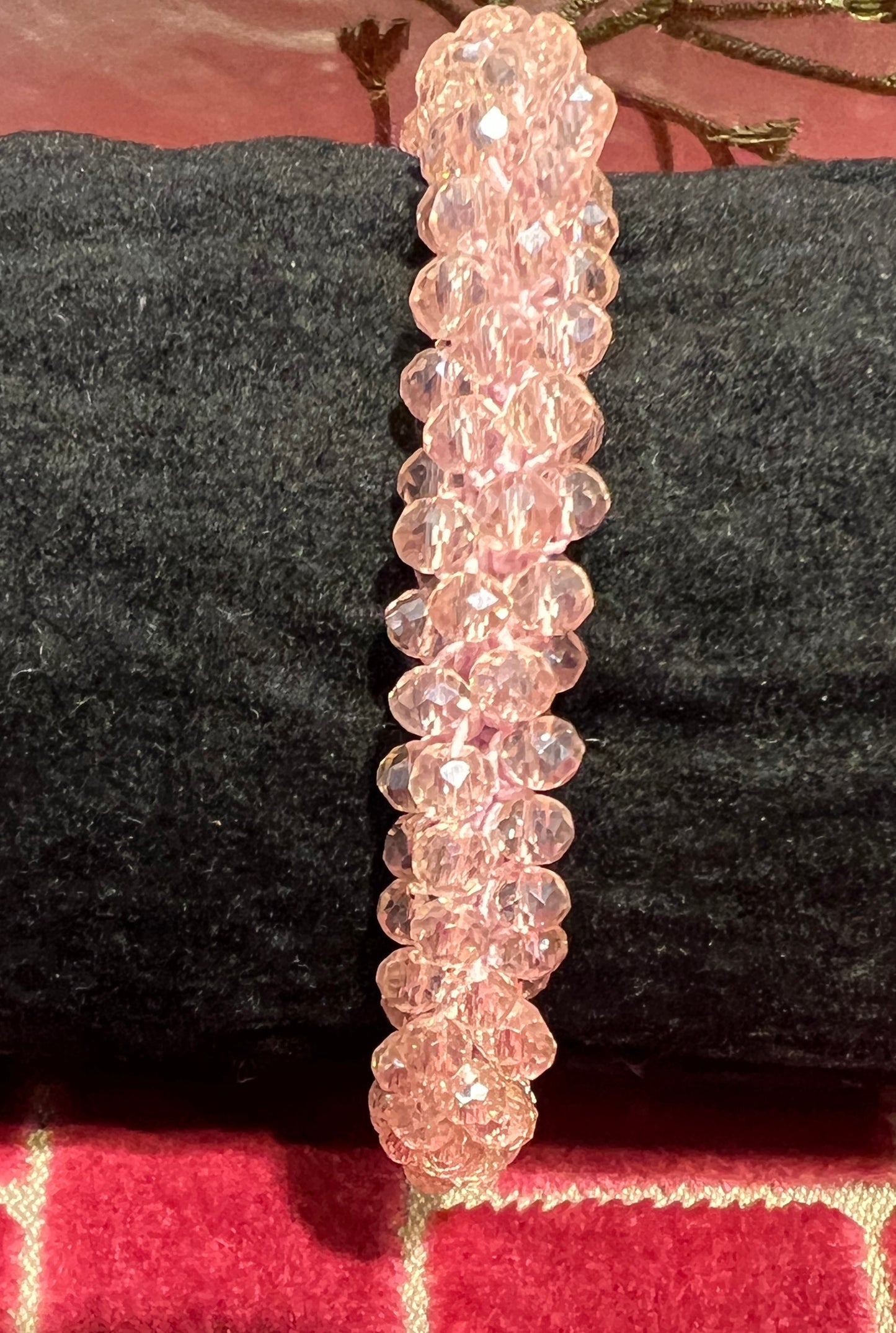 Bracciale elastico cristalli rosa