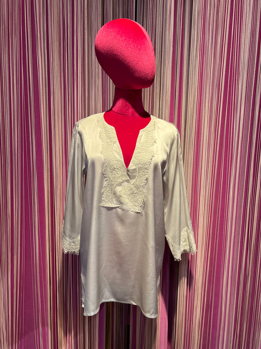 Pink memories -50%camicia serafino con pizzo avorio