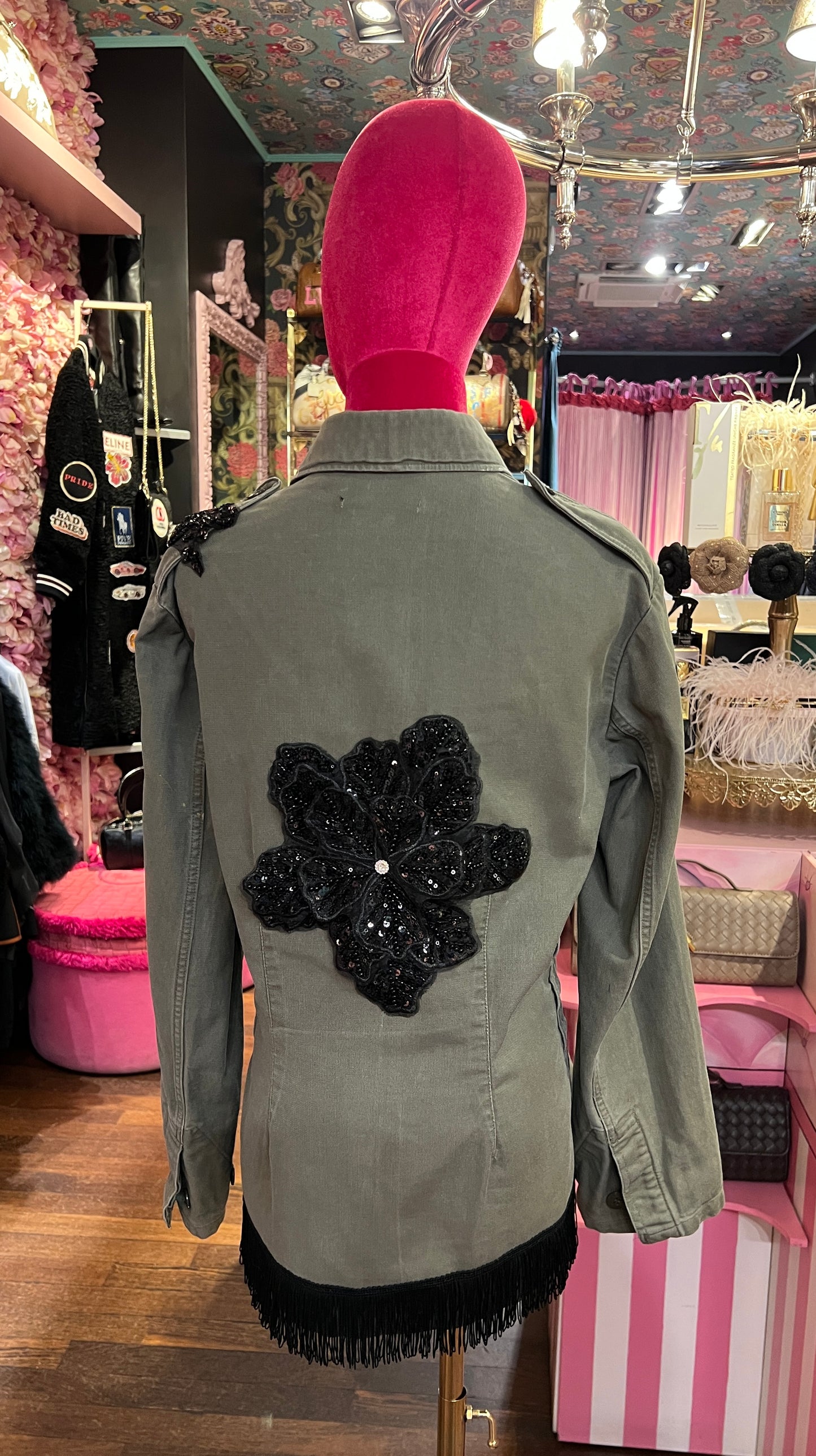 ABpink🩷 giacca applicazioni fiori di paillettes vestibilita’ 38/44