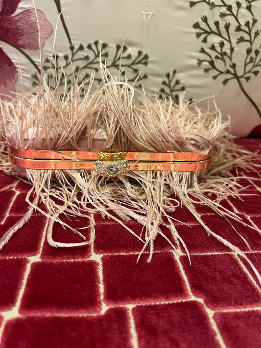 Clutch marabu rosa cipria con tracollina
