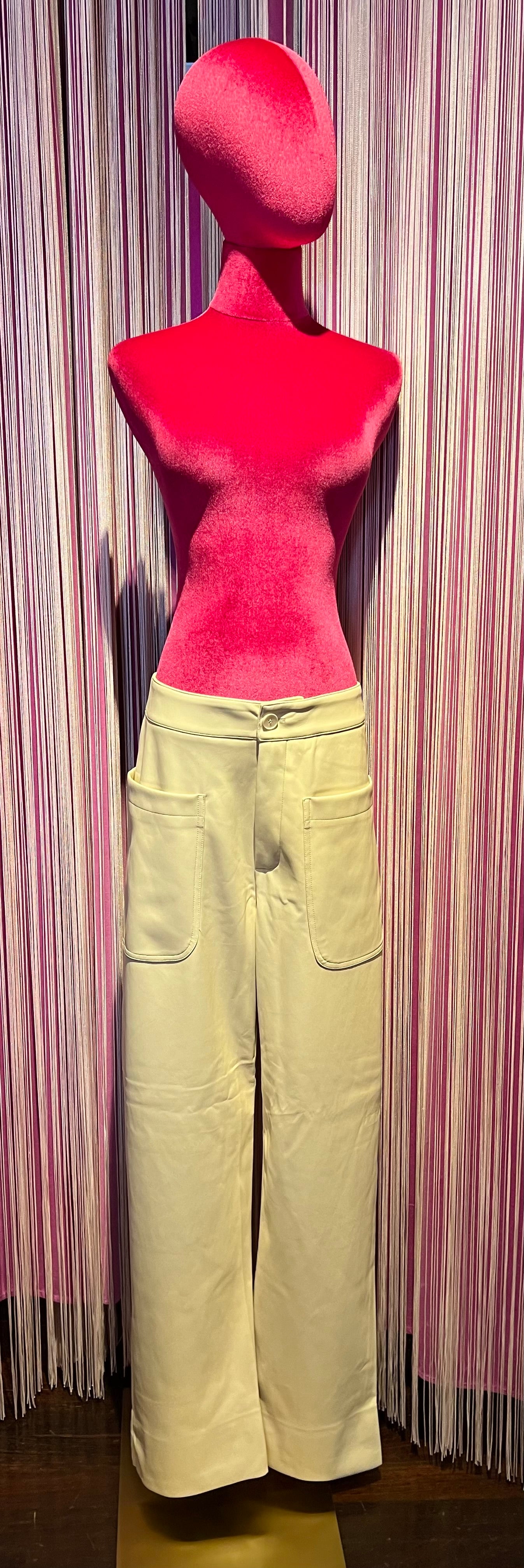 Essentiel antwerp pantalone cargo beige ecopelle con tasche