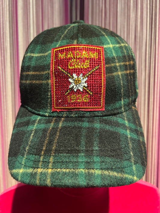 Rue Madam Paris cappello tartan verde/ nero con visiera