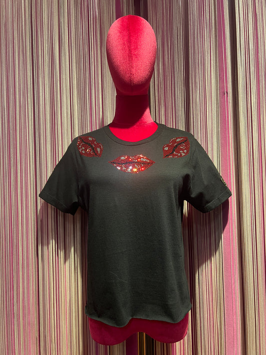 5 Progress t-shirt con decorazioni bocche Swarovski