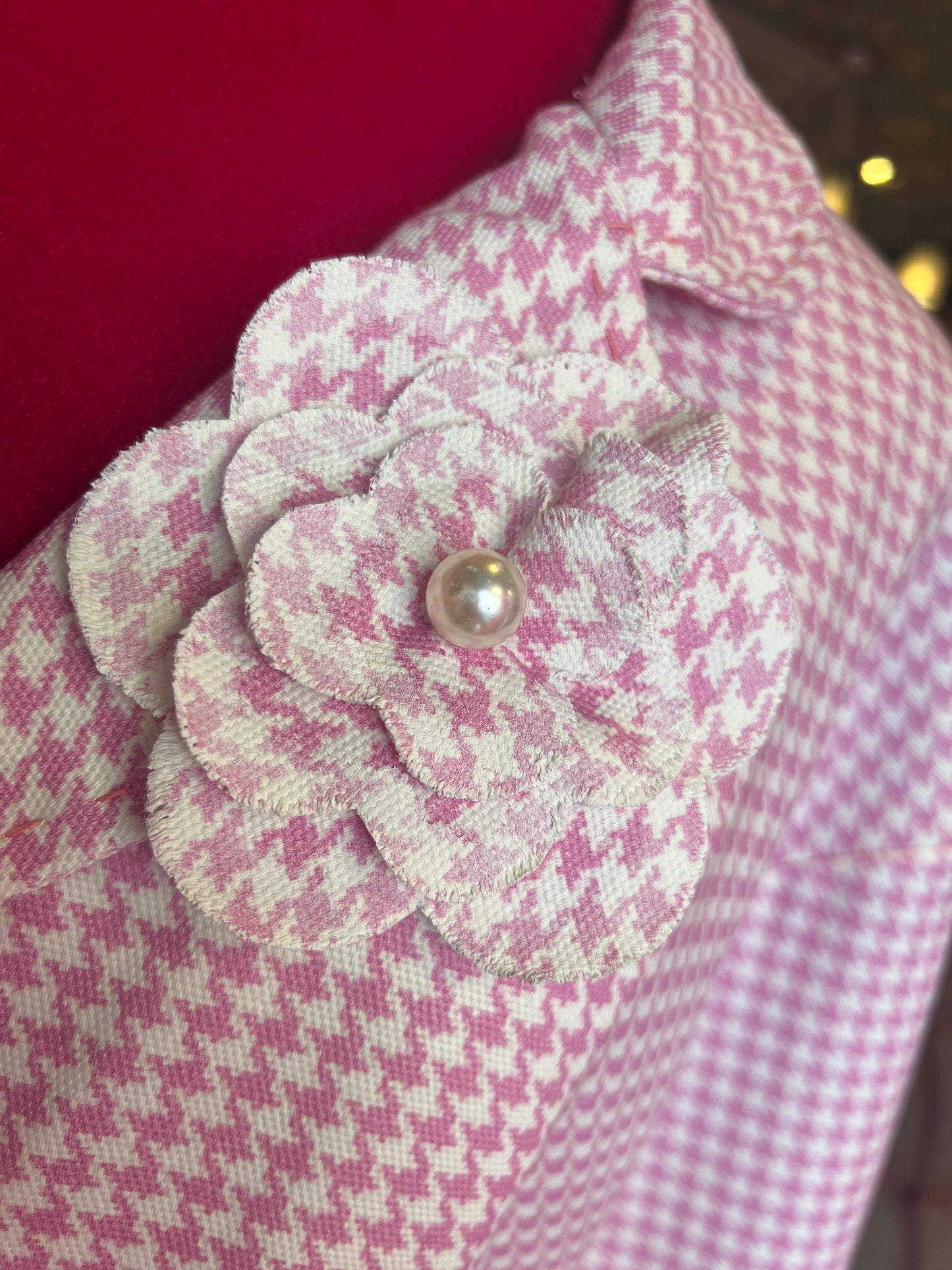 Clo’h luxury soprabito pied de poule oversize taglia unica con spilla fiore in  tessuto