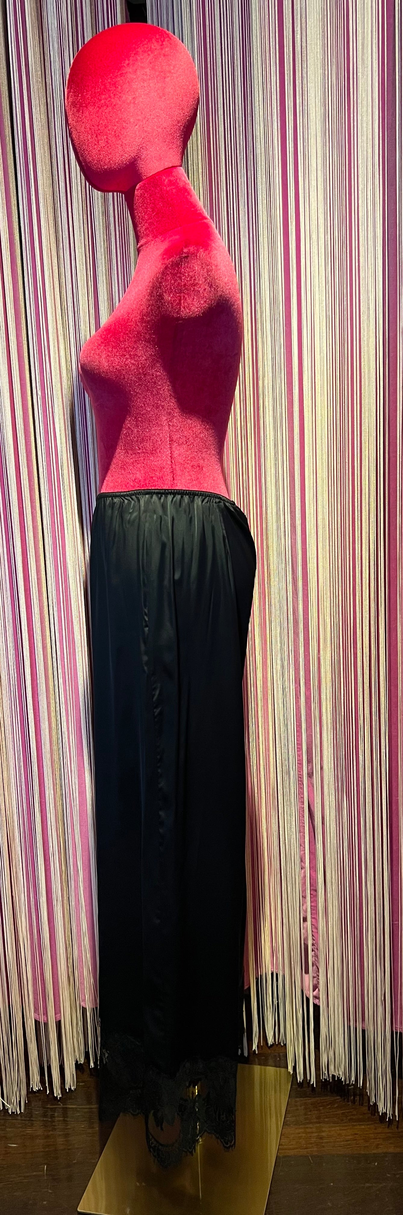 Pink memories pantalone con pizzo nero