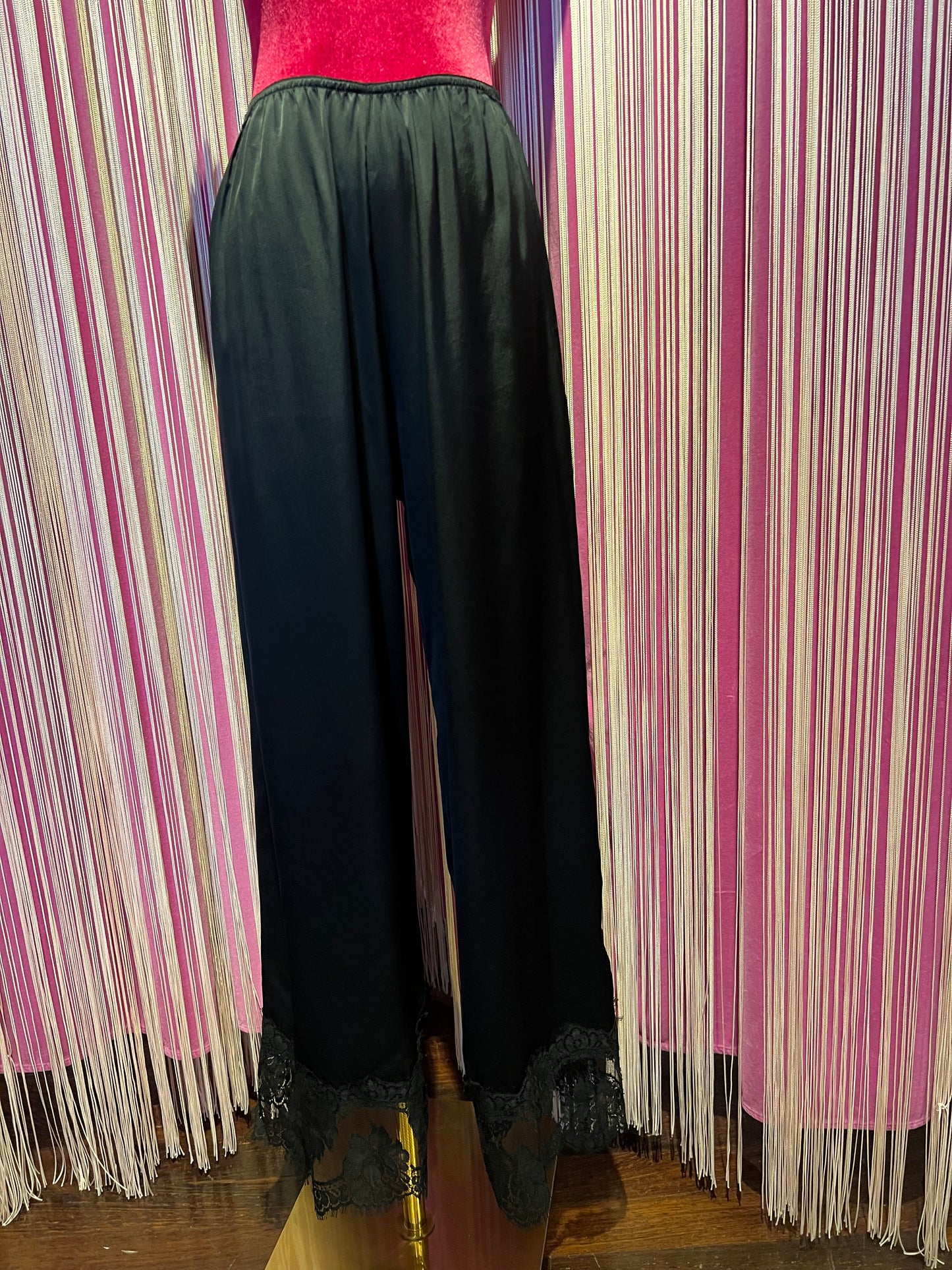 Pink memories pantalone con pizzo nero