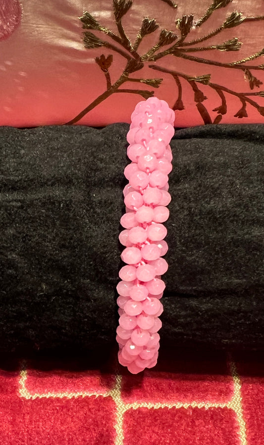 Bracciale elastico cristalli rosa bubble