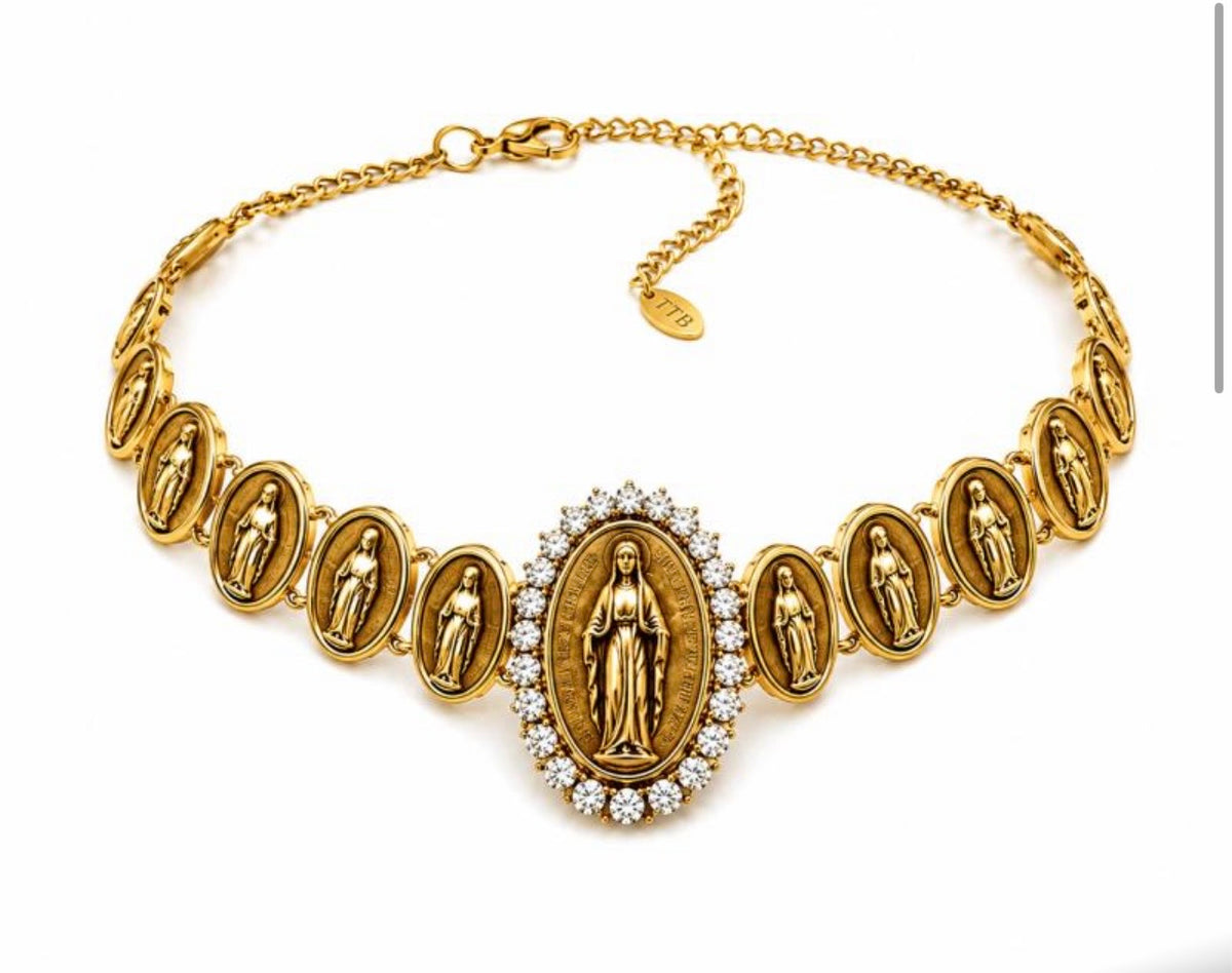 TittiBi collarino dorato sacro zirconi madonna miracolosa