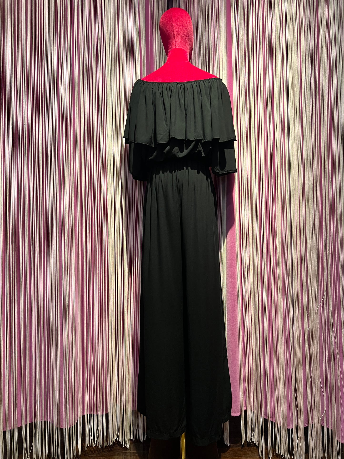 Mon amour Paris completo nero oversize blusa scollo Bardot e pantalone palazzo con elastico in vita