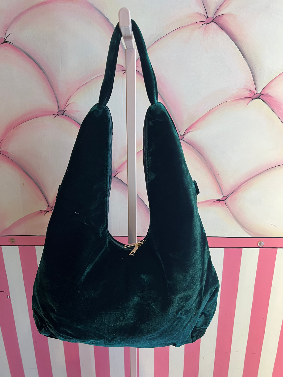 Love & roses borsa a spalla in velluto verde con ricami floreali di paillettes e perline stile orientale, con tracollina