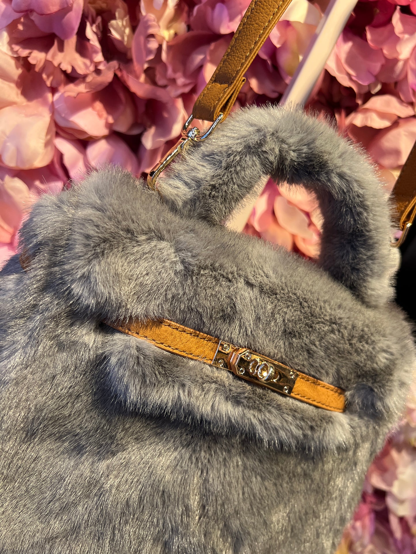 Show-up Milano borsa ecopelliccia ed ecopelle con tracolla color grigio