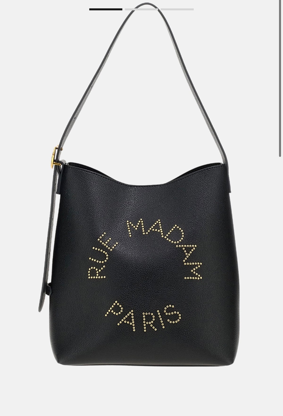 Rue Madam Paris borsa a secchiello in ecopelle nero con logo micro borchiette dorate