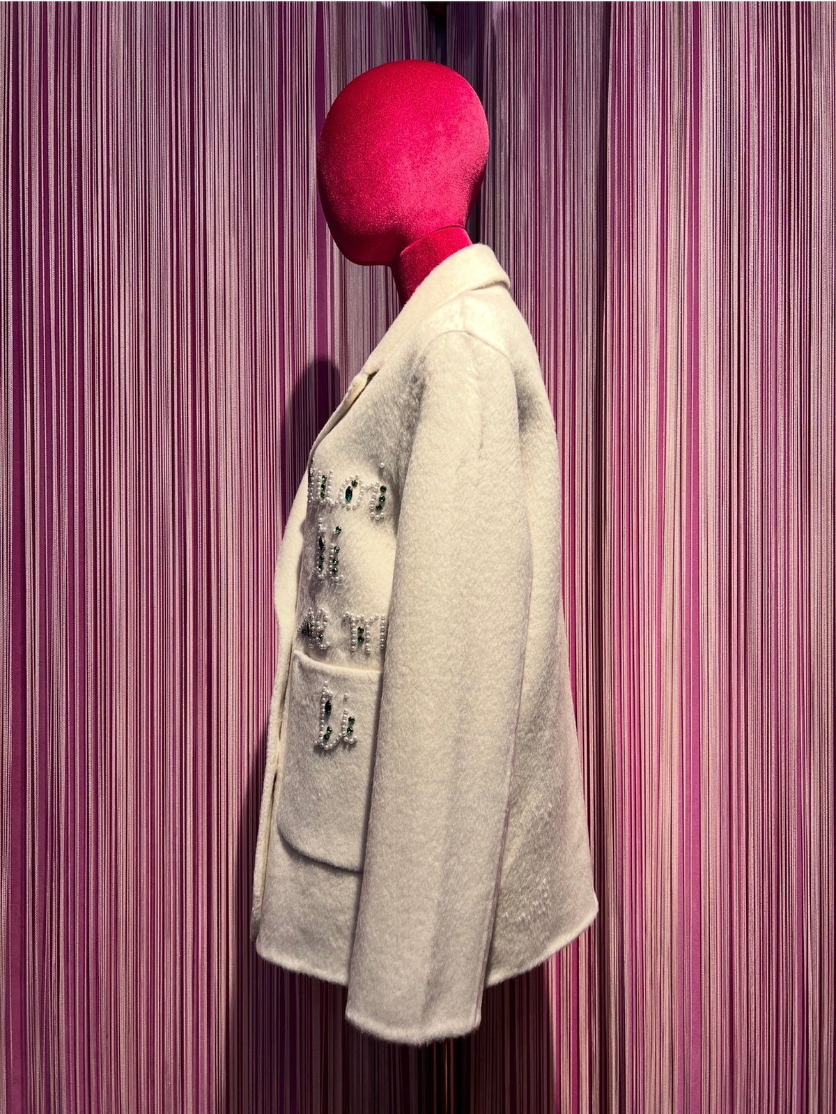 Front street giacca 100% lana doppiopetto con decorazioni perle e cristalli