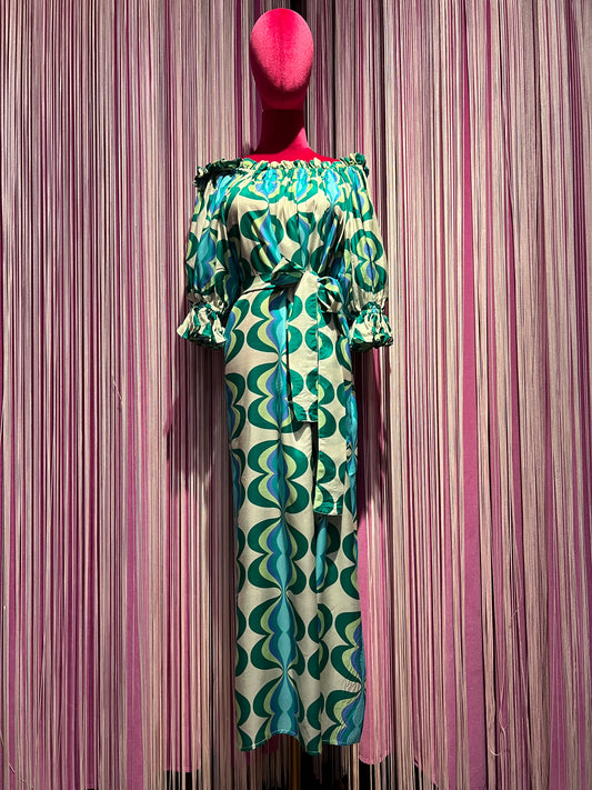 Sundress -50% abito lungo scollo Bardot con cintura rimovibile