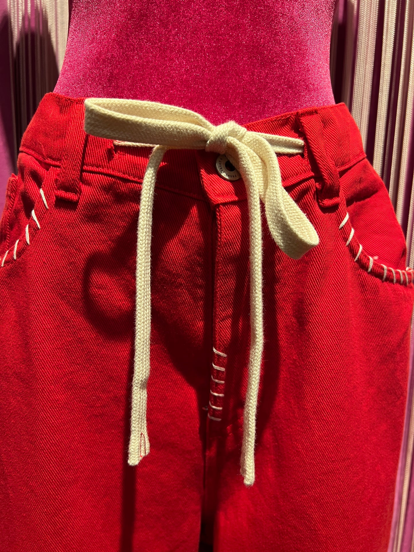 Front street pantalone cotone rosso con laccetto in vita