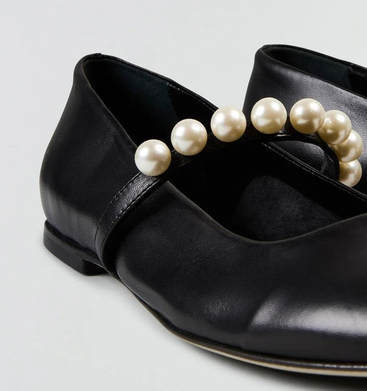 Semicouture -20% di sconto ballerina nera in nappa sfoderata con perle
