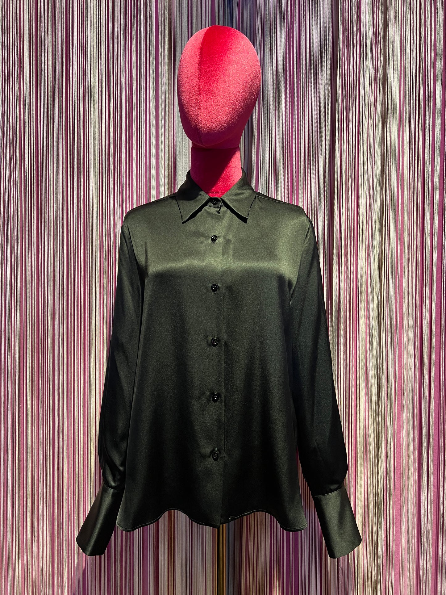 Semicouture camicia nera in raso di seta