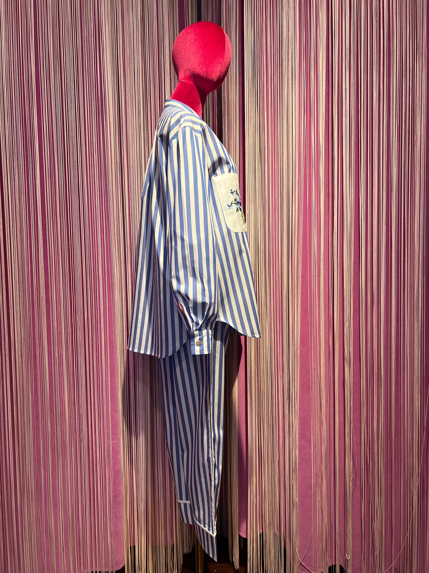 Miki Thumb completo camicia e pantalone righe azzurro e bianco
