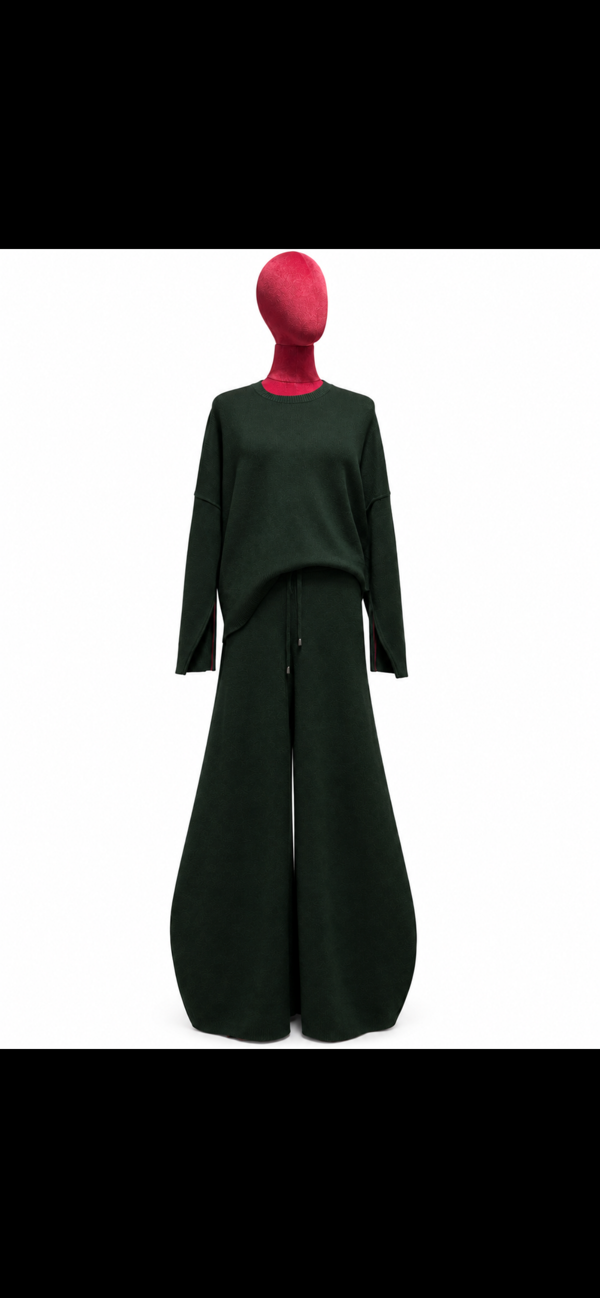 The room completo tre pezzi nero gilet simil pelliccia maglia e pantalone in maglia