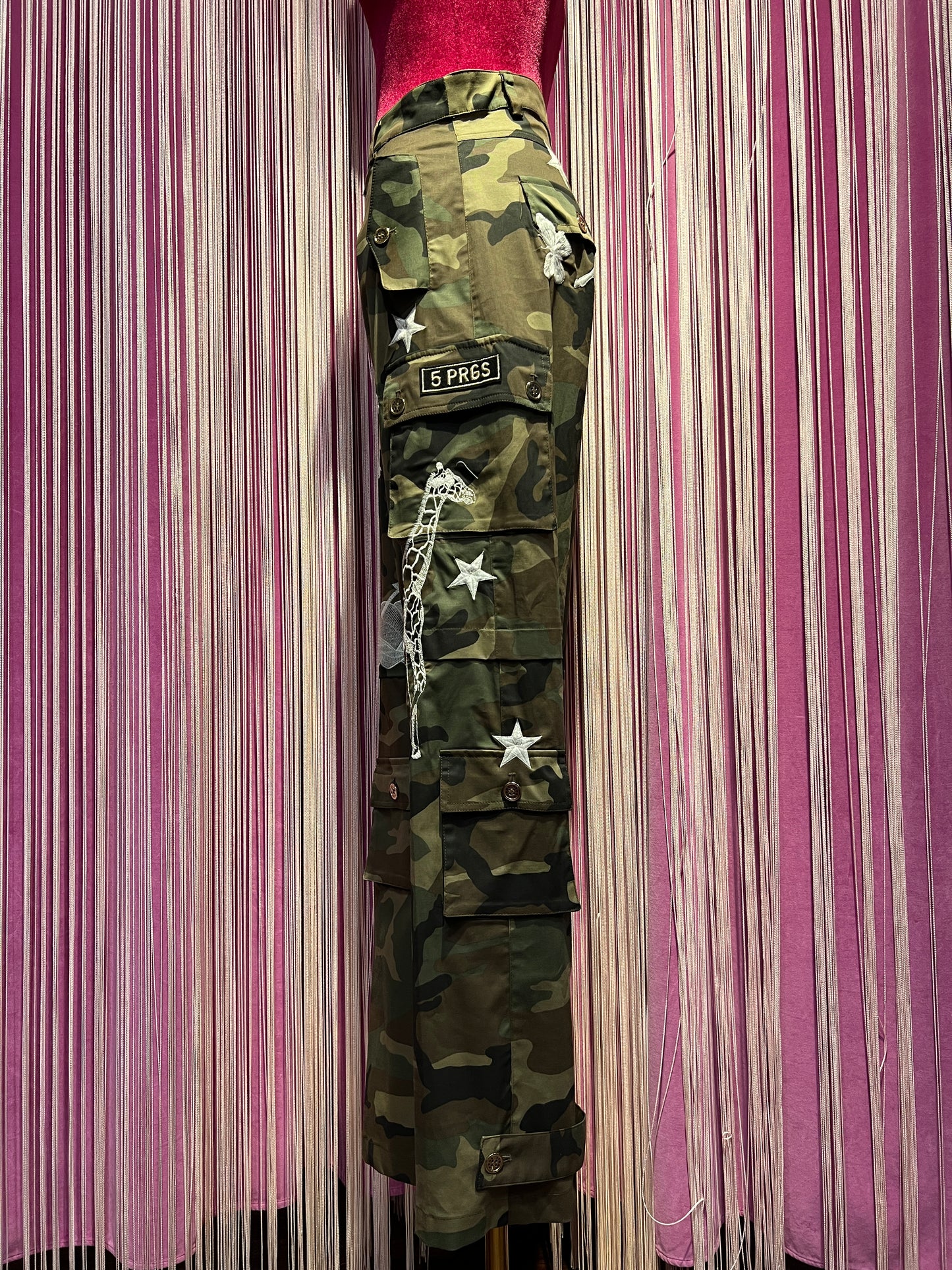 5 Progress pantalone cargo camouflage con patch tattoo