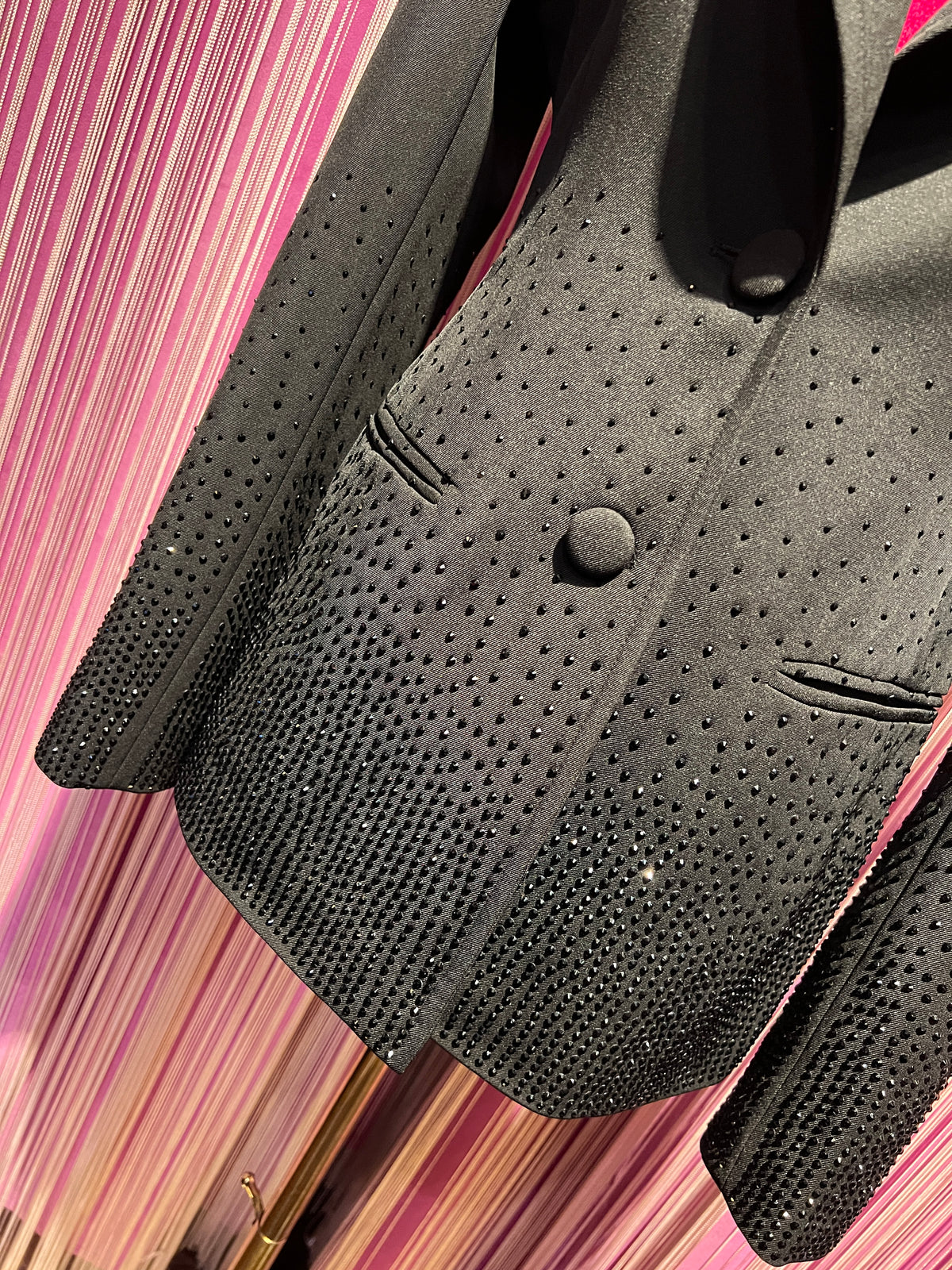 The room blazer monopetto avvitato nero con cristalli