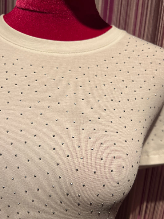 The room t shirt cotone elasticizzato con pois cristalli