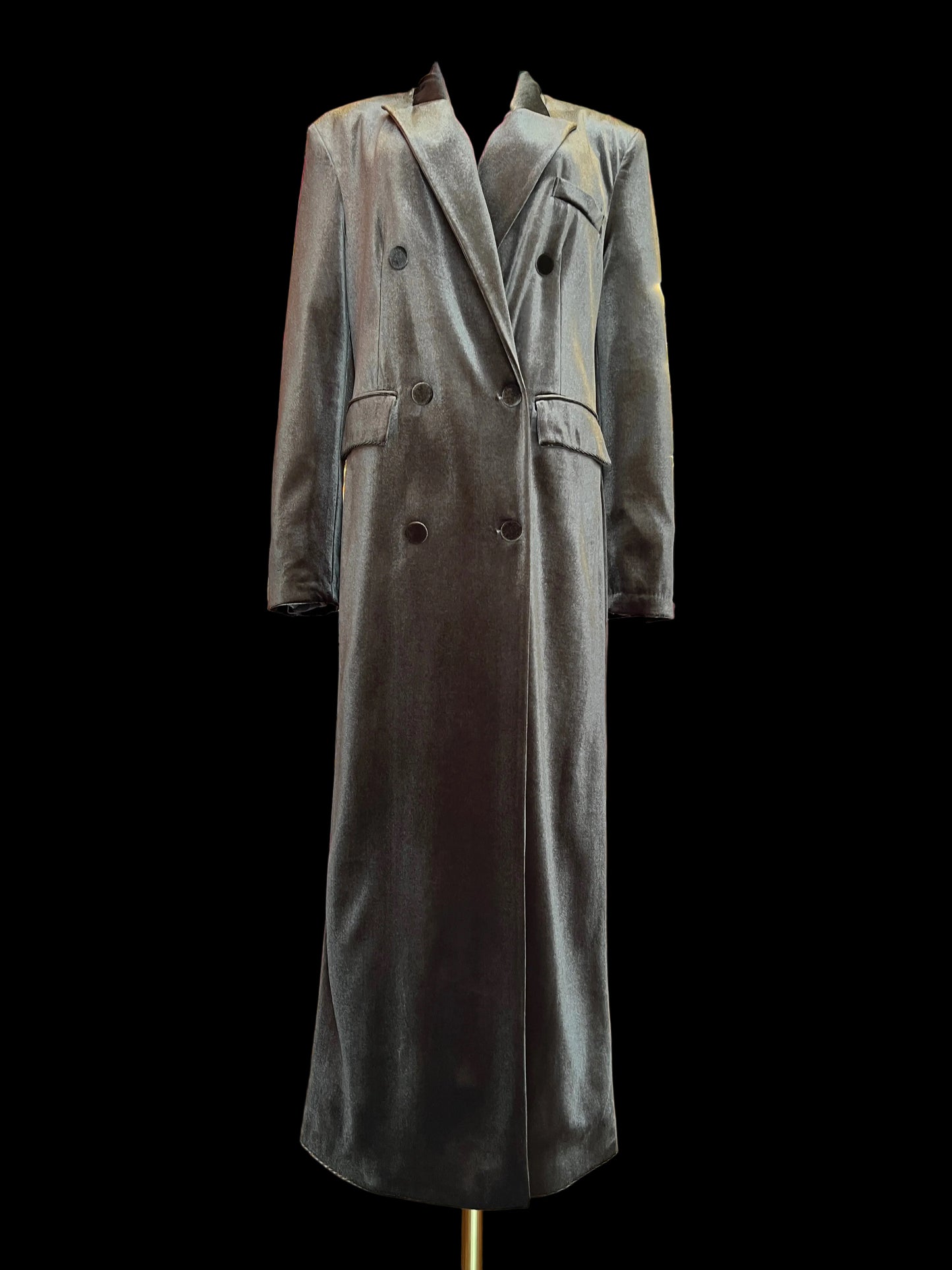 Don’t @me cappotto doppiopetto lungo di velluto marrone chiaro