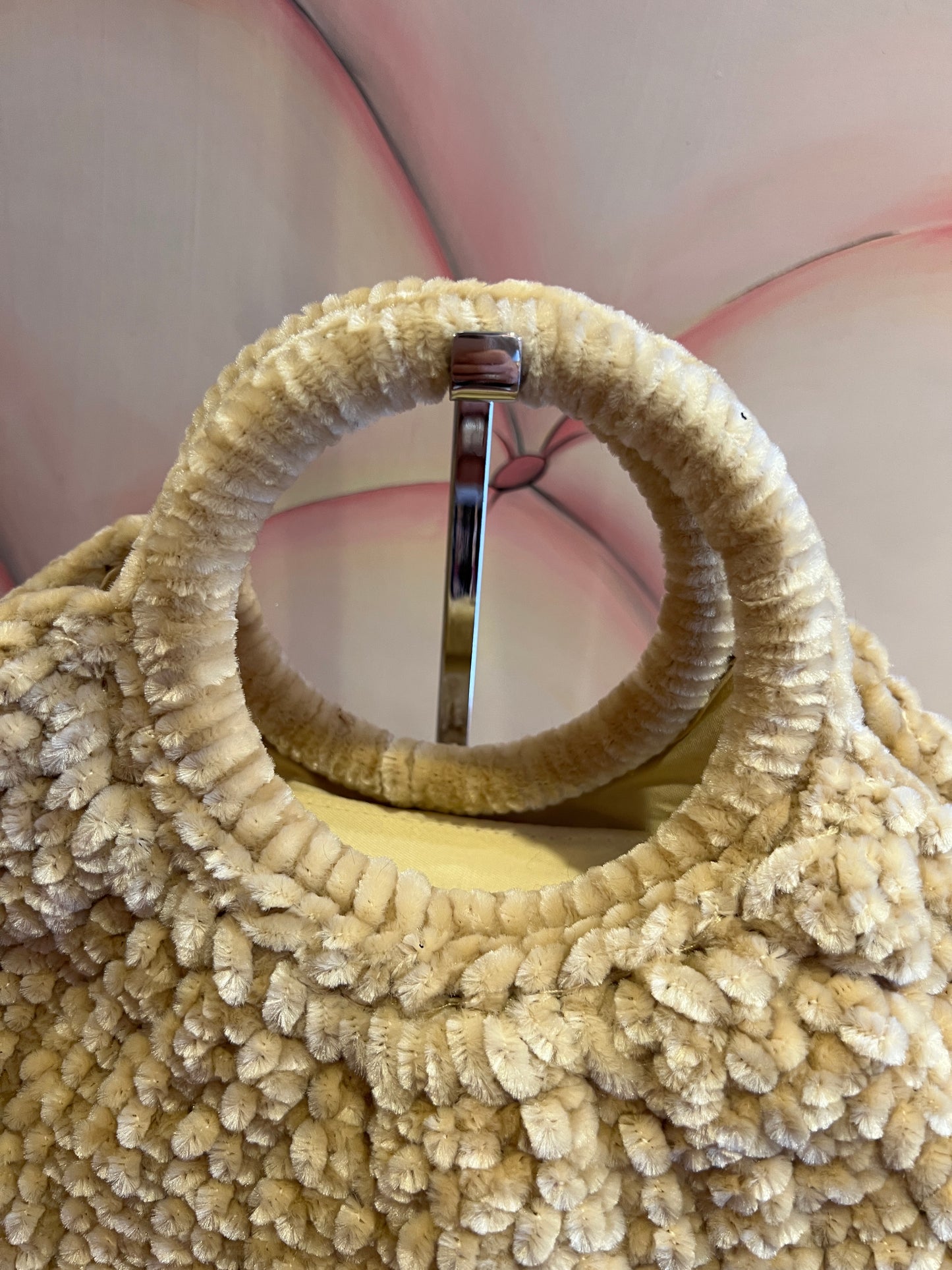 Love & roses borsa tricot ciniglia crema con tracollina