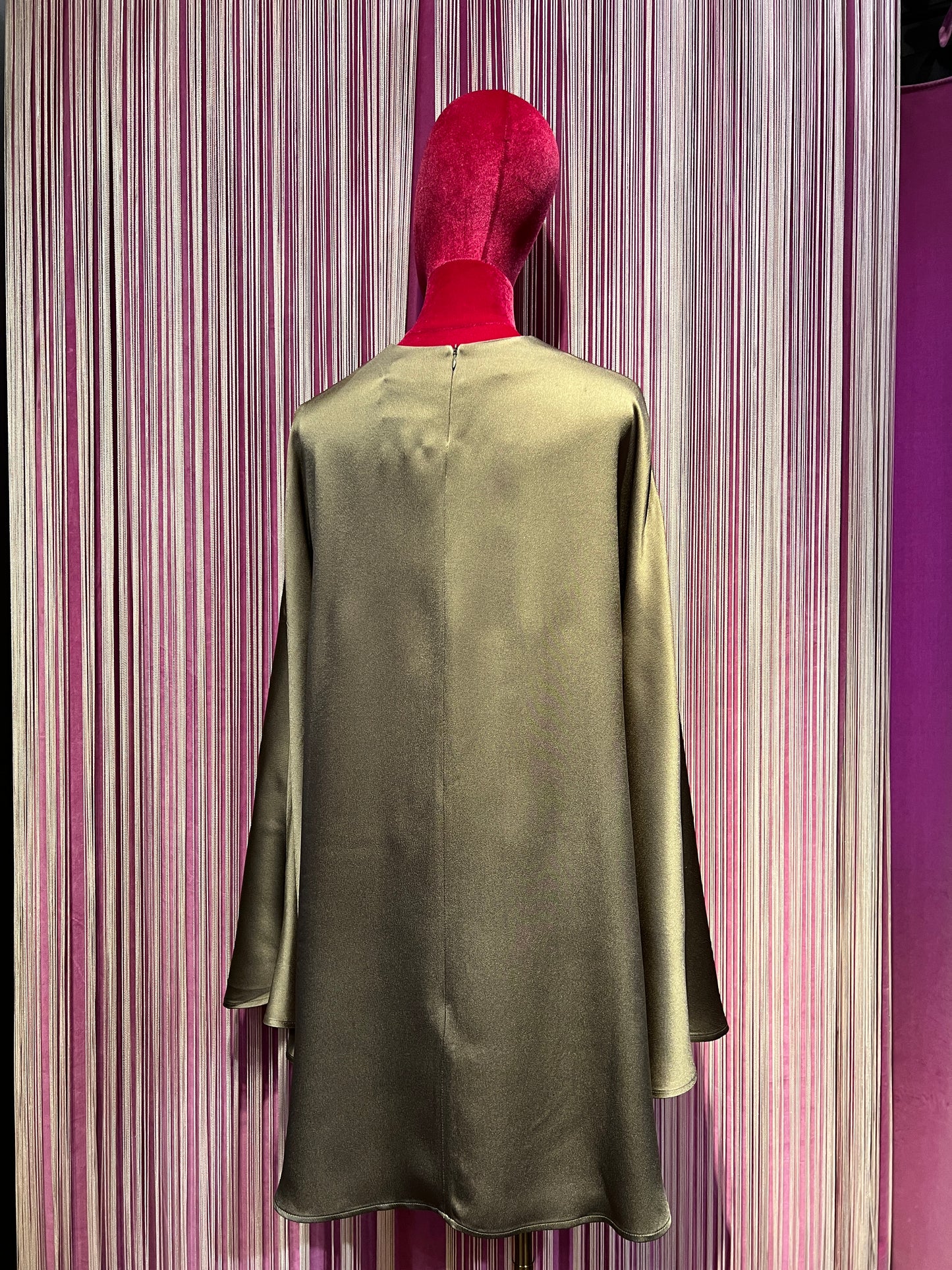 Semicouture abito corto in satin modello poncho colore taupe