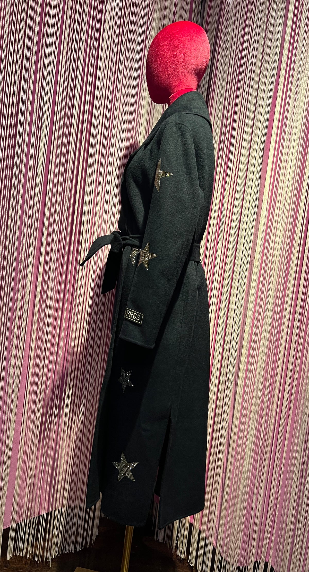 5 Progress cappotto con cinta blu scuro applicazioni stelle in cristallo