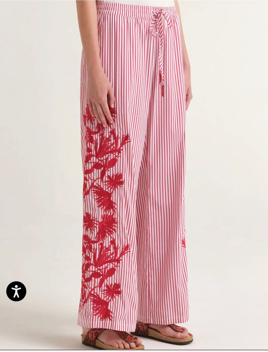 Maliparmi pantalone jogger linea dritta con coulisse e tasche e ramage lungo il fianco, vestibilita’ asciutta