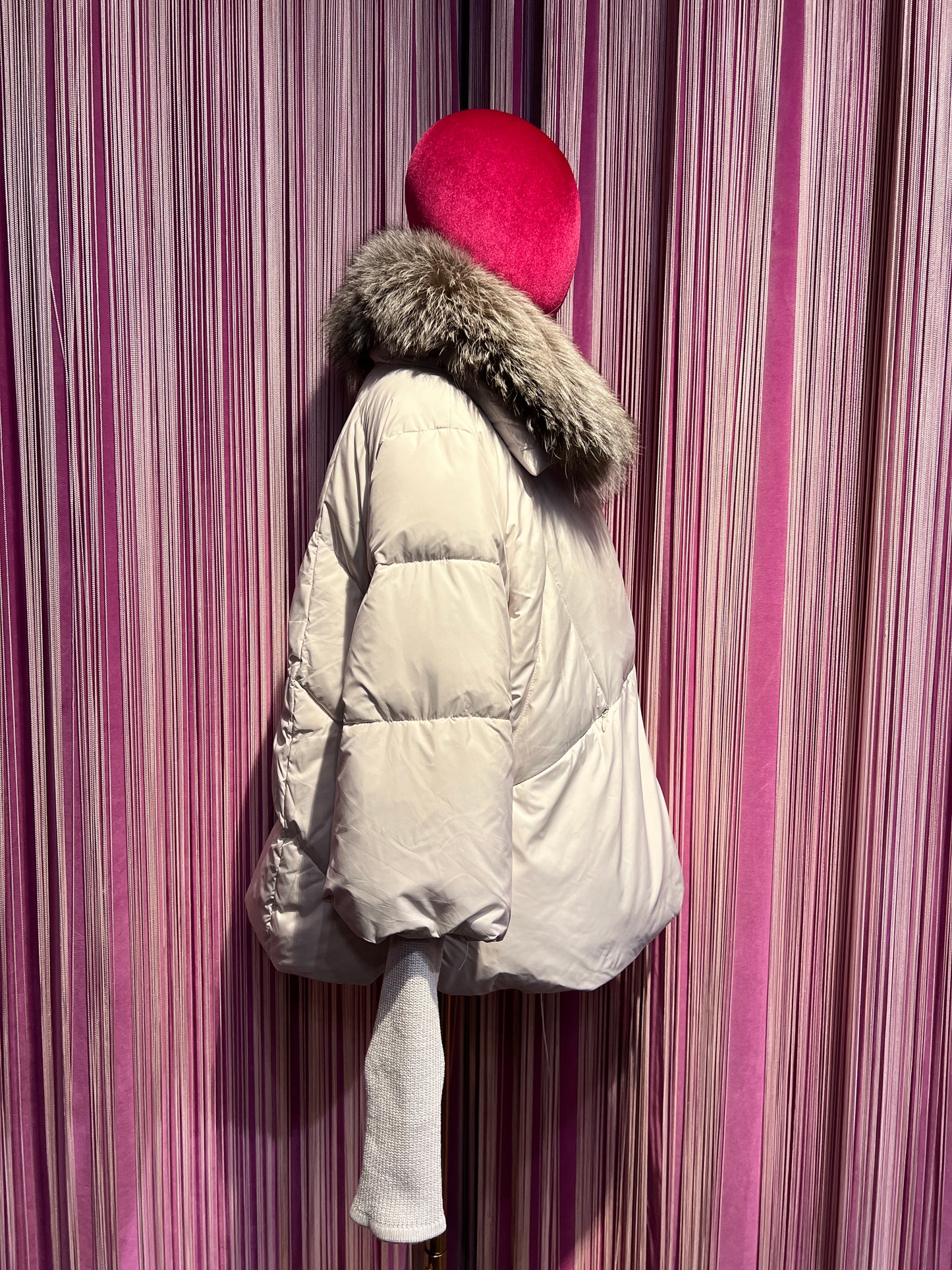 The room piumino con piume d’oca collo in pelliccia rimovibile