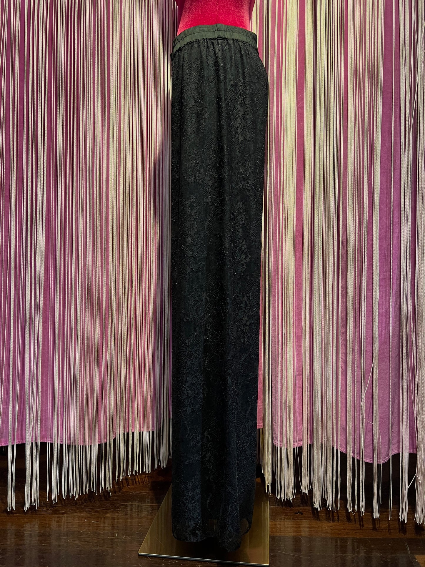 Dahlo pantalone palazzo in pizzo con elastico vita