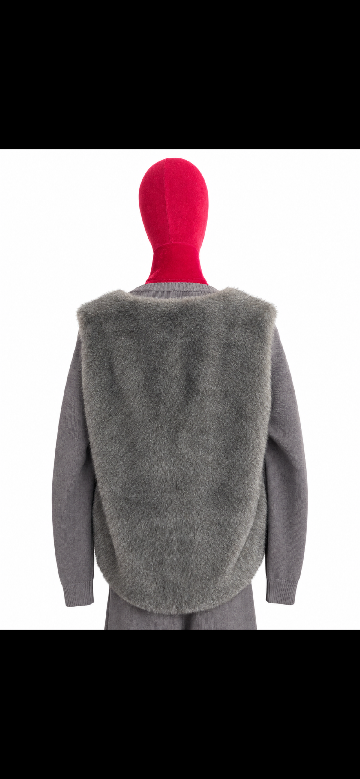 The room completo tre pezzi taupe gilet in simil pelliccia pantalone e maglia