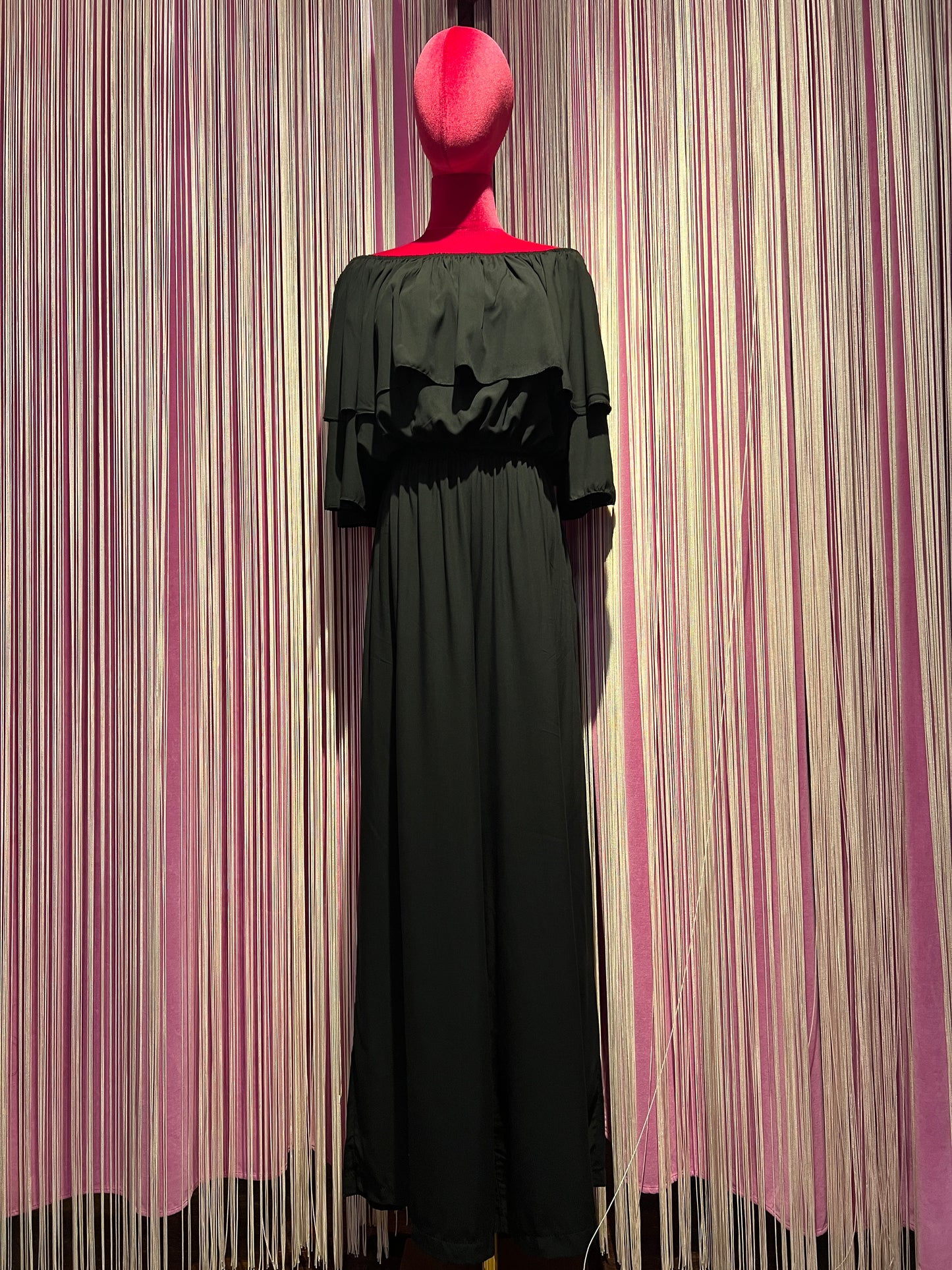 Mon amour Paris completo nero oversize blusa scollo Bardot e pantalone palazzo con elastico in vita