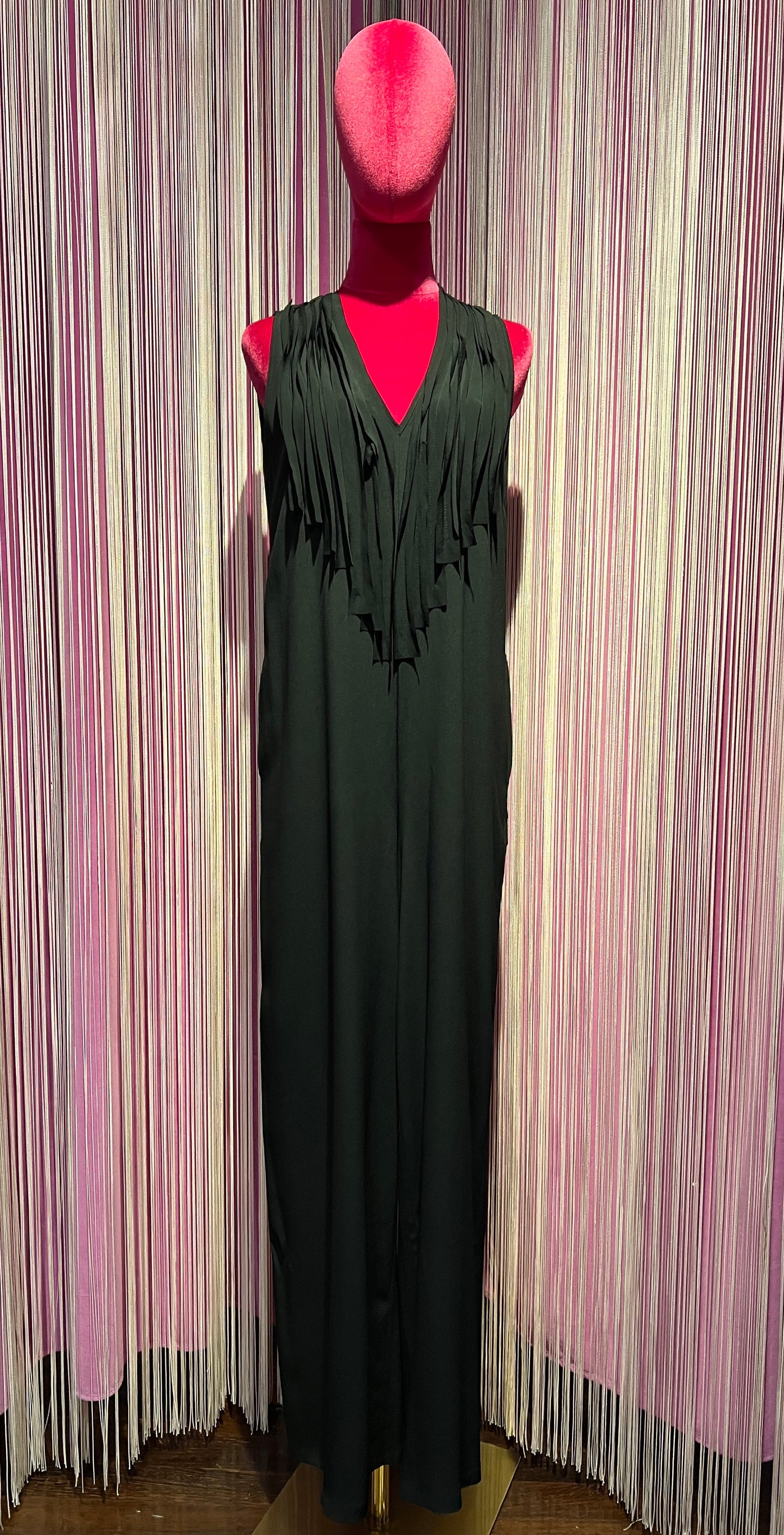 SU official tuta nera con frange in tessuto