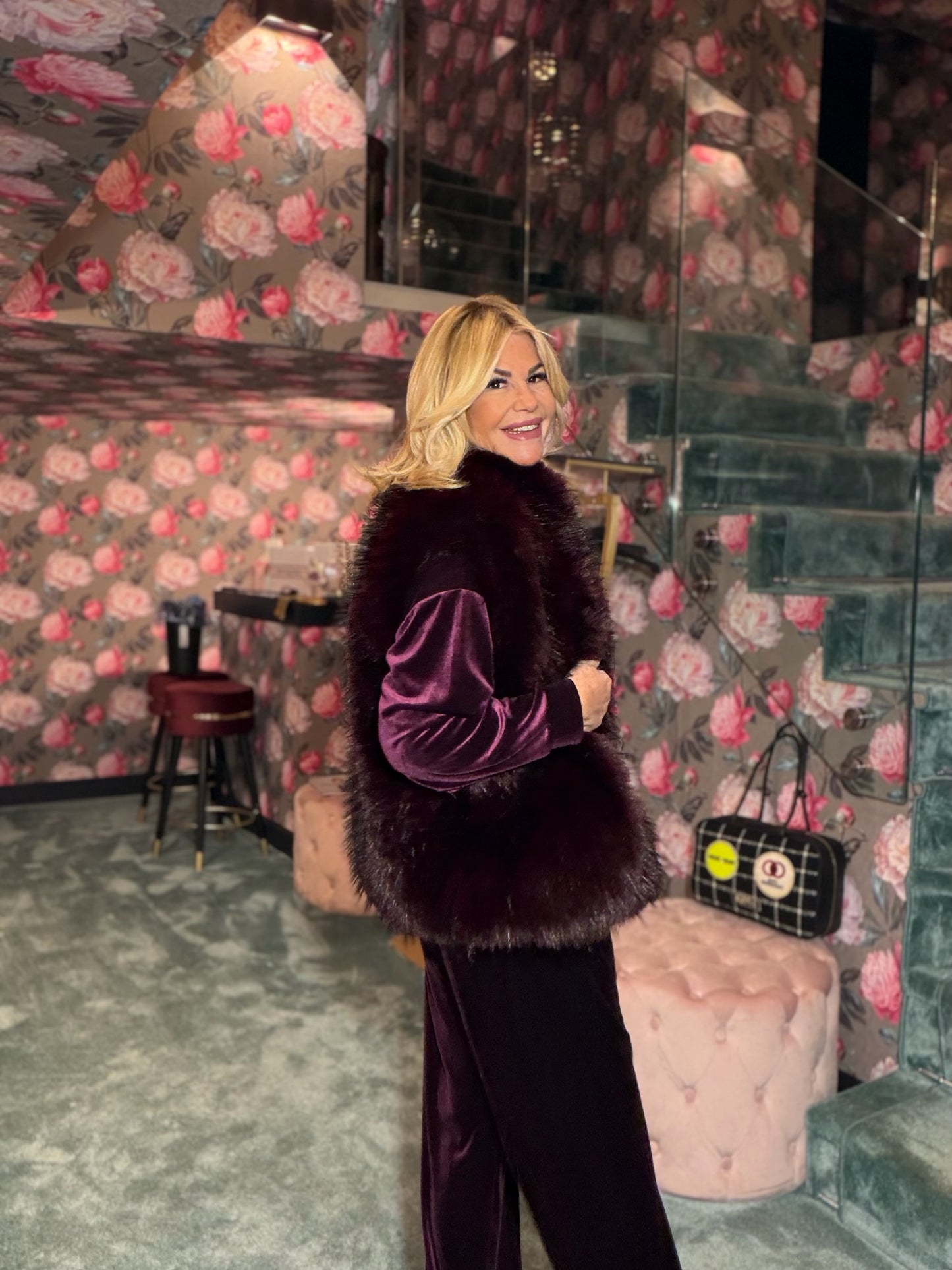 The room gilet ecopelliccia burgundi