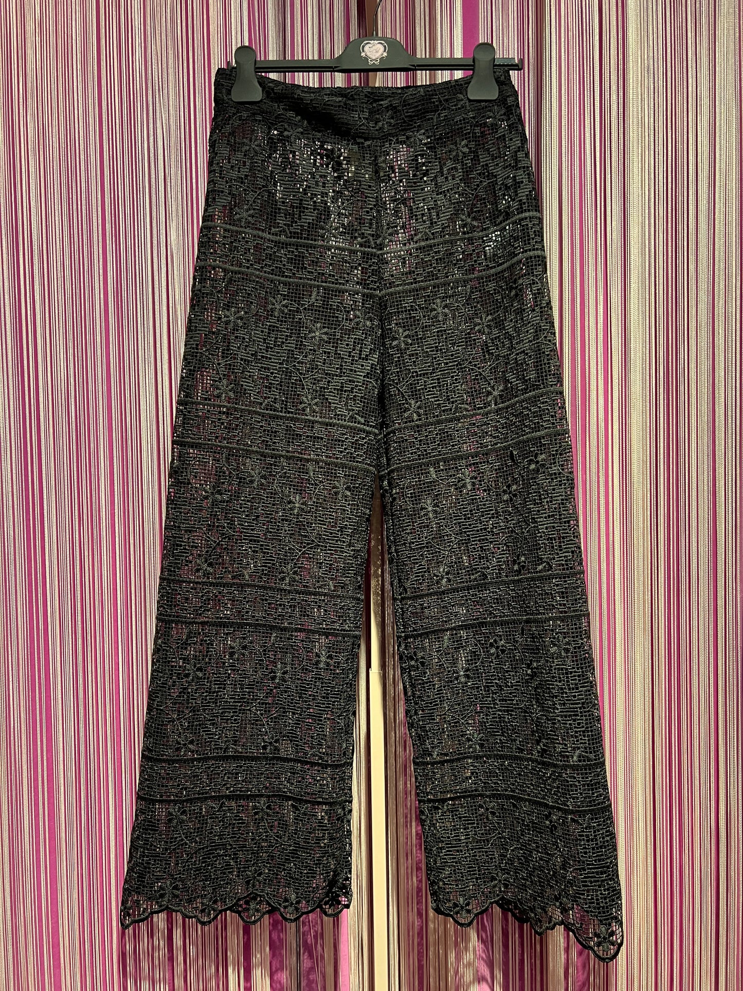 Semicouture meno 50% pantalone palazzo pizzo nero