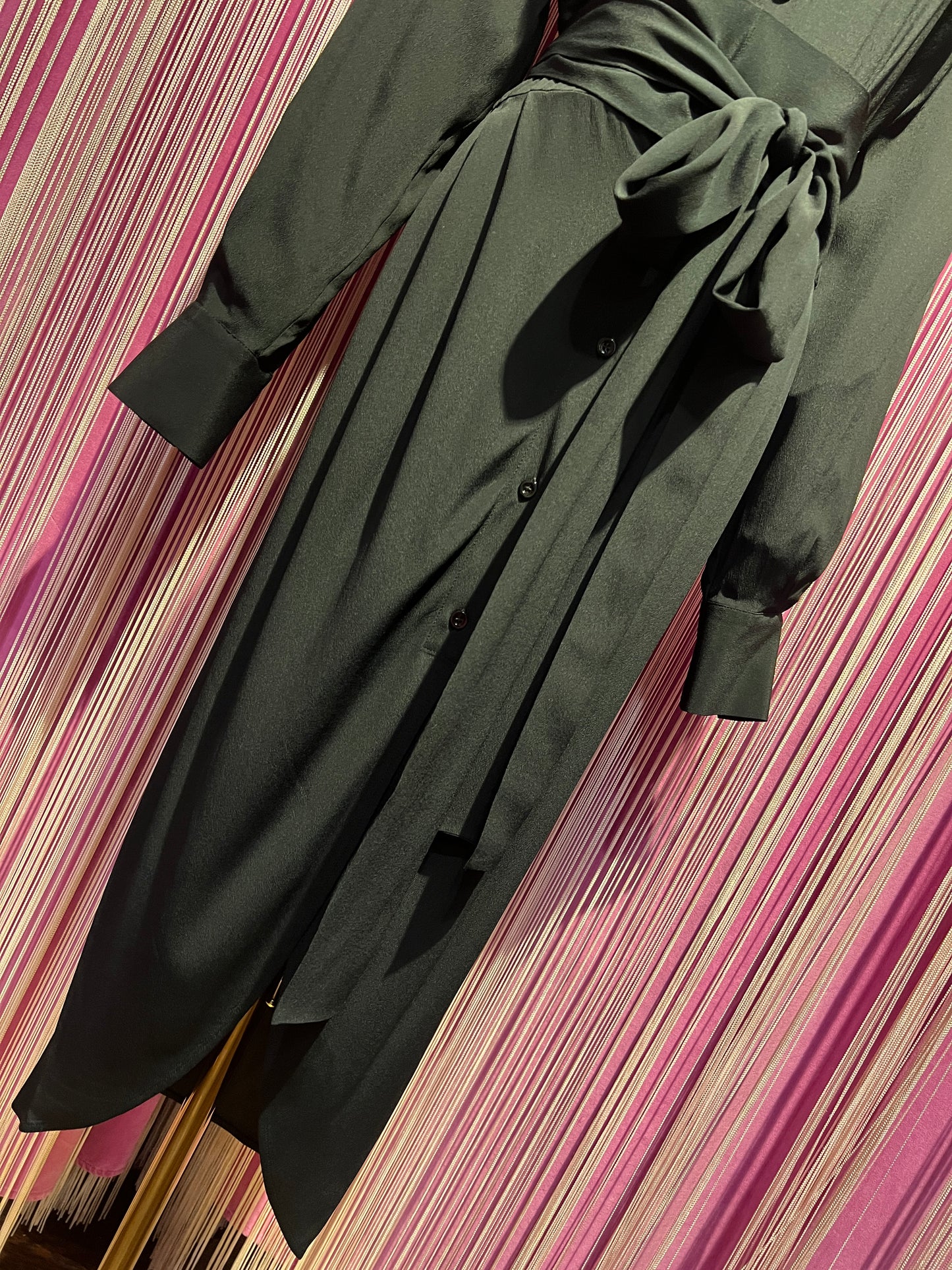 Semicouture abito chemisier manica lunga in crepe de chine con fusciacca in vita