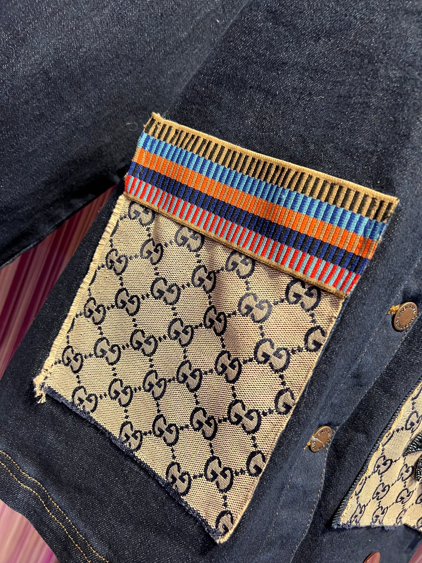 ABpink 🩷 giacca denim con cintura applicazioni fiore e stella perline