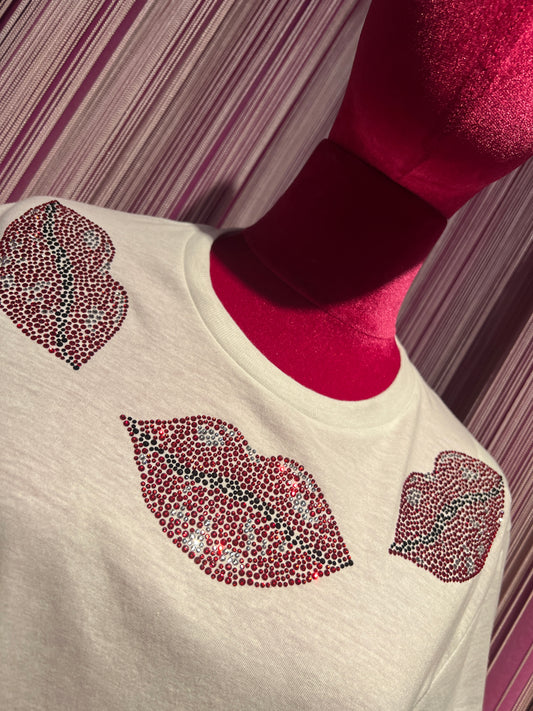 5 Progress t-shirt con decorazioni bocche Swarovski