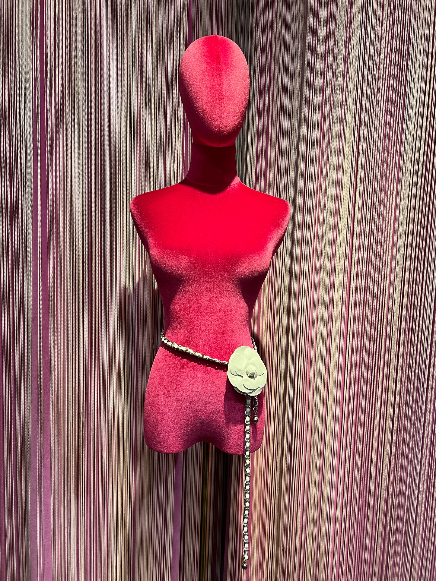 Cintura/ collana camelia bianca  con catena argentata regolabile