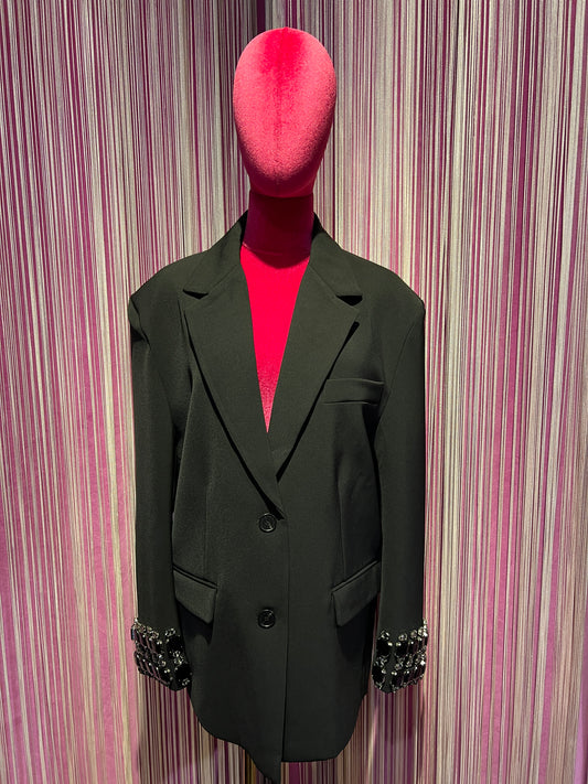 Isabelle Blanche Paris blazer oversize con ricami pietre nel polso