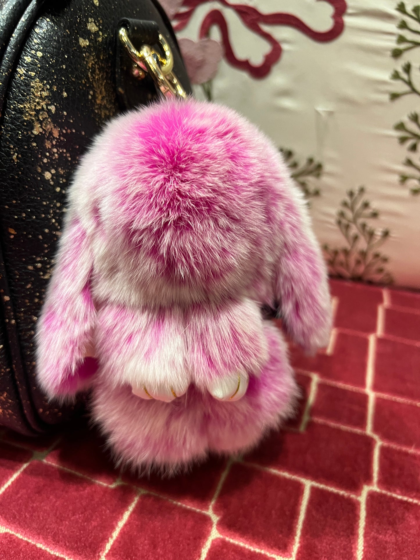 ABpink🩷borsa pelle con tracolla dipinta a mano charms coniglietto