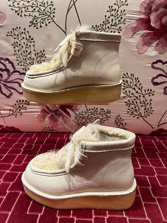 Nan-ku moon boot bianco con ecopelliccia