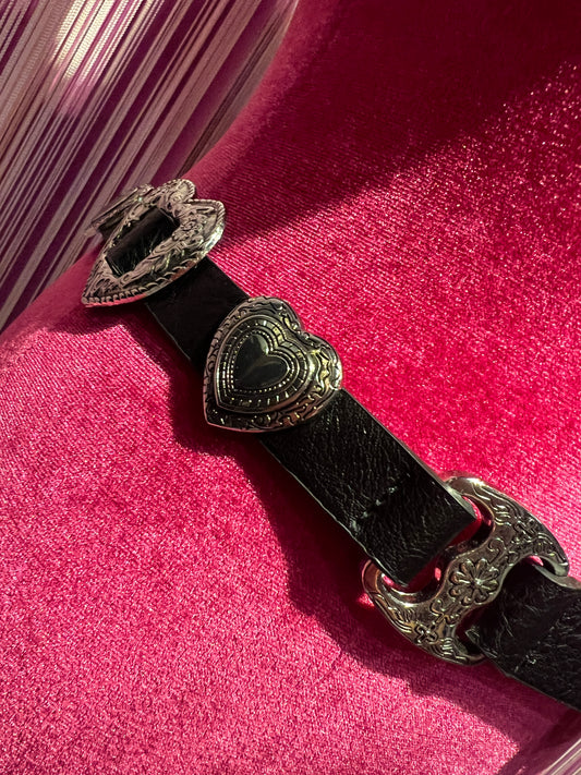 Love & roses cinta ecopelle con dettagli metallici argento cuori