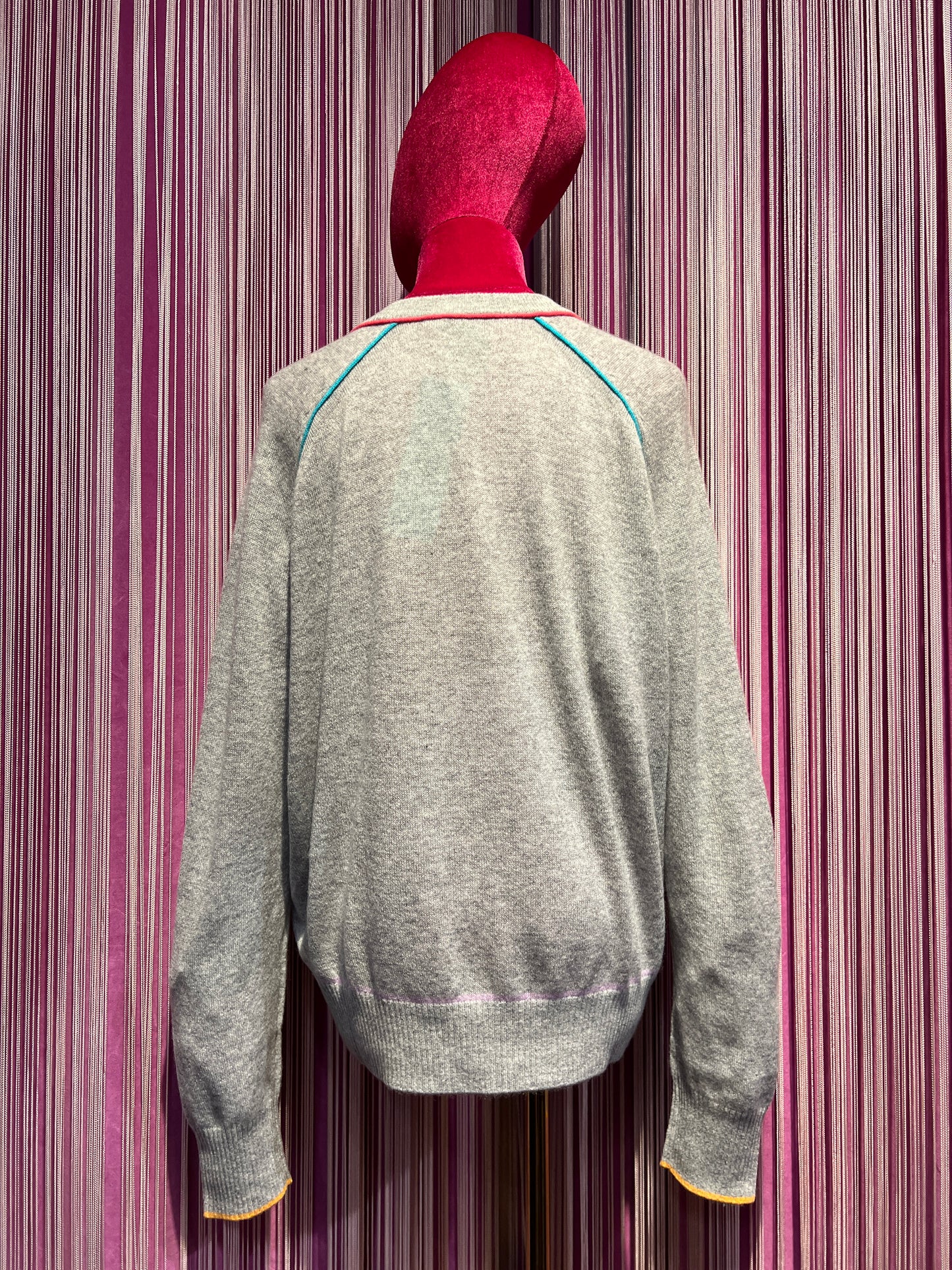 Sincere Paris maglia girocollo  cachemire grigia bordi colorati