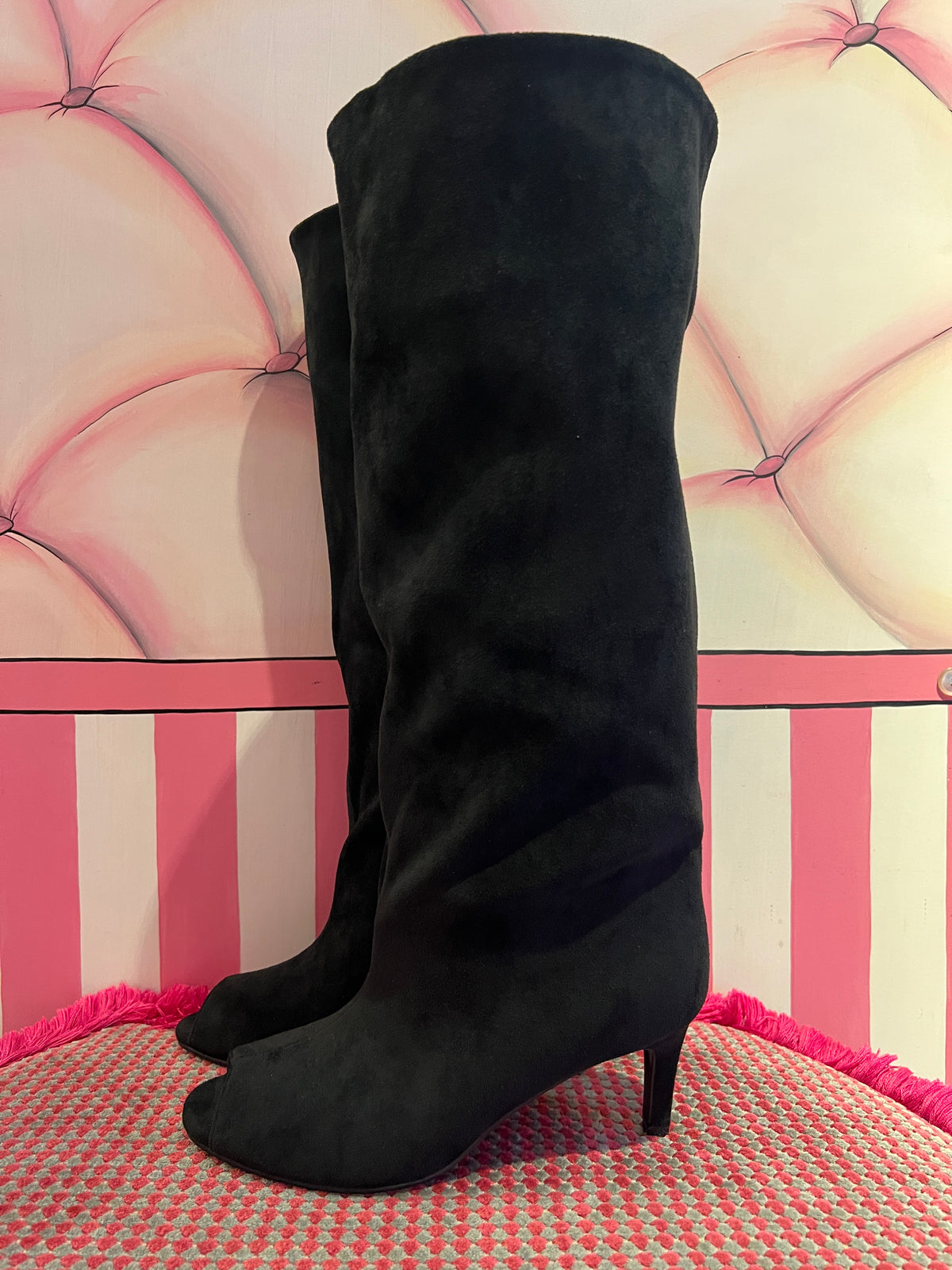 Stivale eco suede open toe